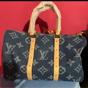 Unisex Blue Monogram Travel Bag